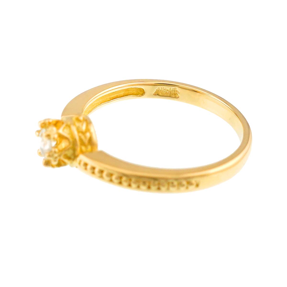【新品同様】 アーカー AHKAH 9.5号 リング ダイヤ K18 YG イエローゴールド 750 指輪 Diamond Ring 【中古】 3