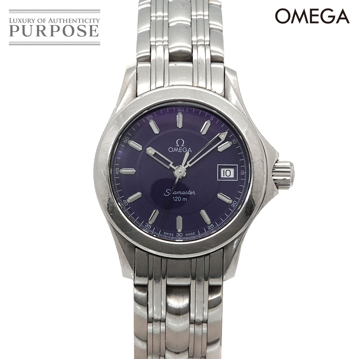 オメガ OMEGA シーマスター120 ジャックマイヨール2001 2587 80 2000本限定 ヴィンテージ レディース 腕時計 デイト ブルー クォーツ Seamaster120 【中古】