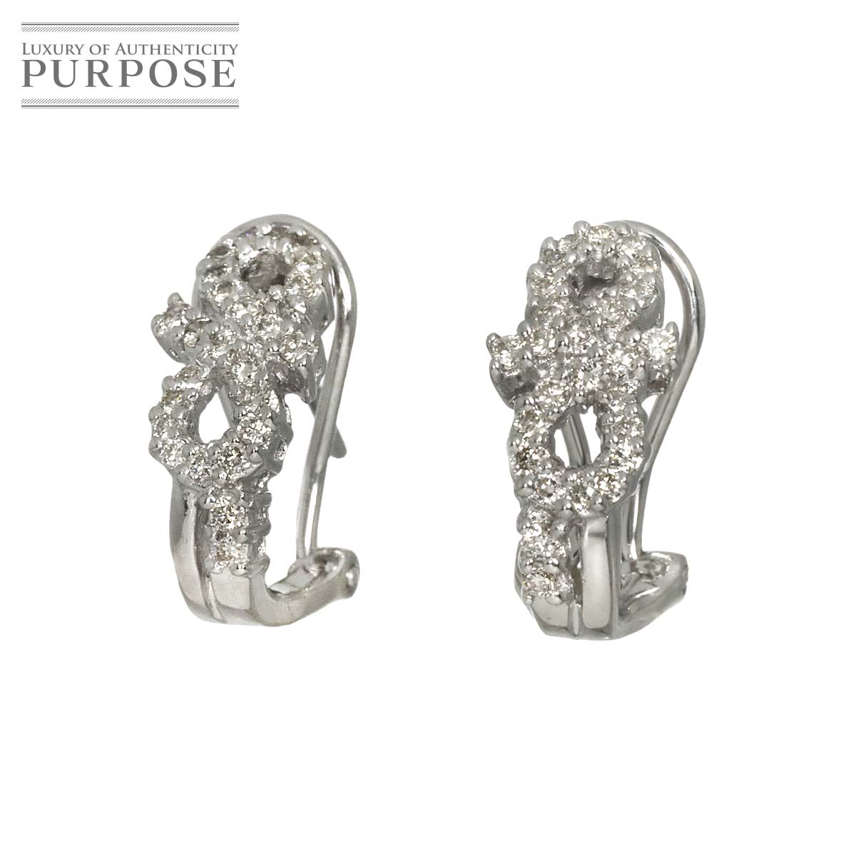 Rakuten - 【新品仕上げ】 ダイヤ K14 WG ピアス ホワイトゴールド 585 Diamond Earrings Pierced 【中古】