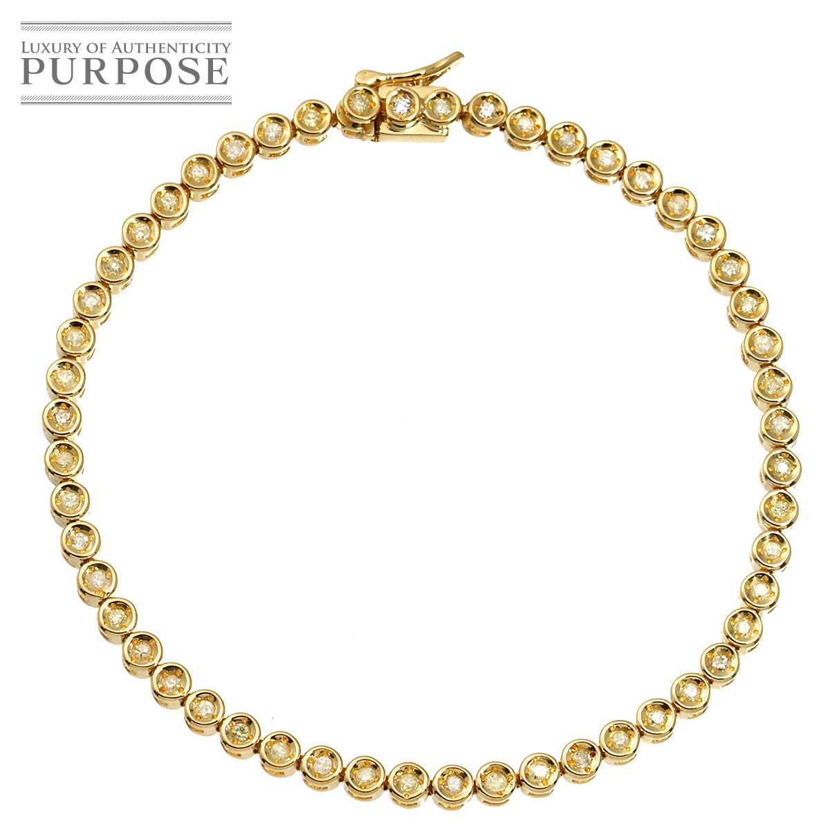 Rakuten - 【新品仕上げ】 ダイヤ 1.01ct ブレスレット 18cm K18 YG イエローゴールド 750 Diamond Bracelet 【中古】