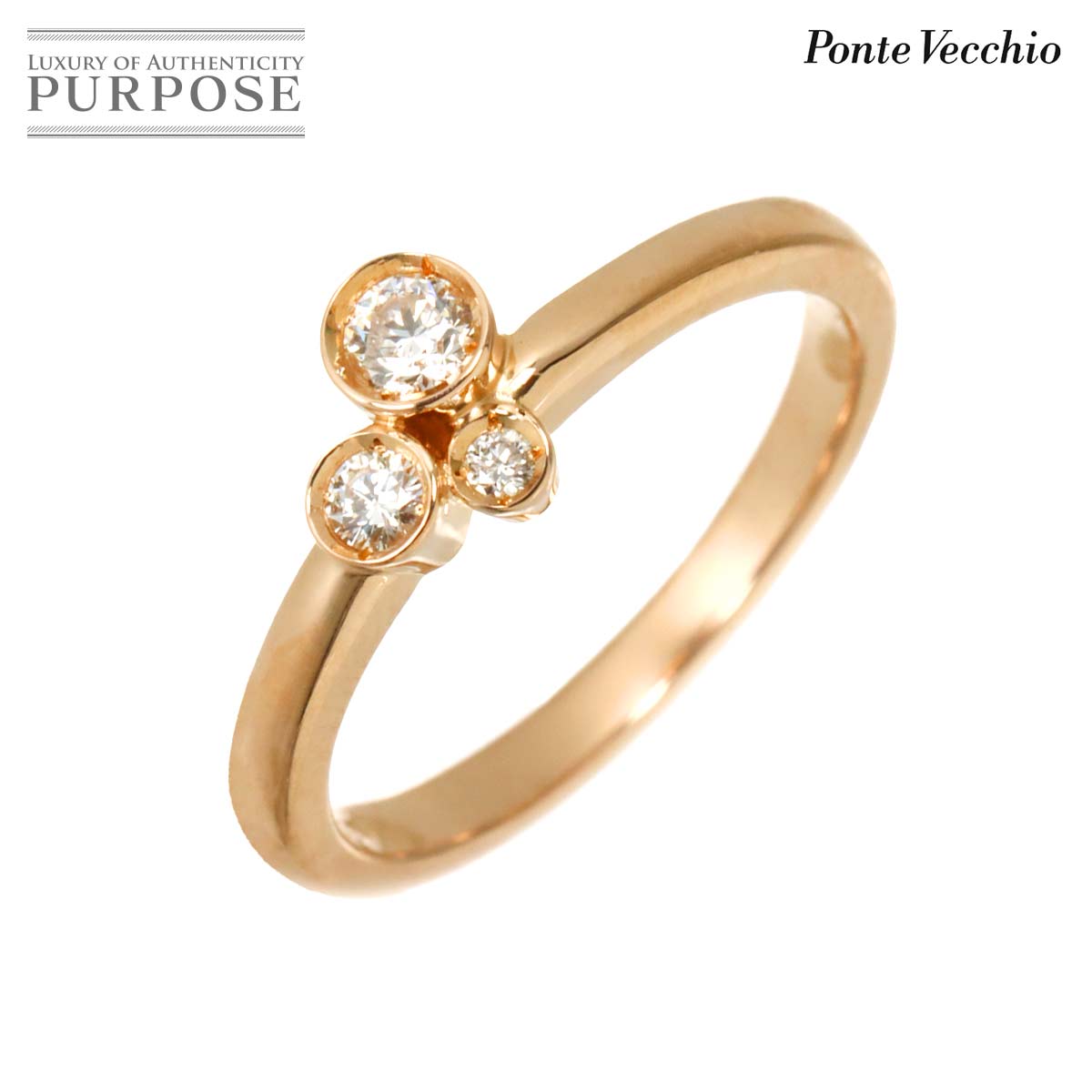 Rakuten - 【新品同様】 ポンテヴェキオ Ponte Vecchio 9号 リング ダイヤ 0.15ct K18 PG ピンクゴールド 750 指輪 Diamond Ring【中古】