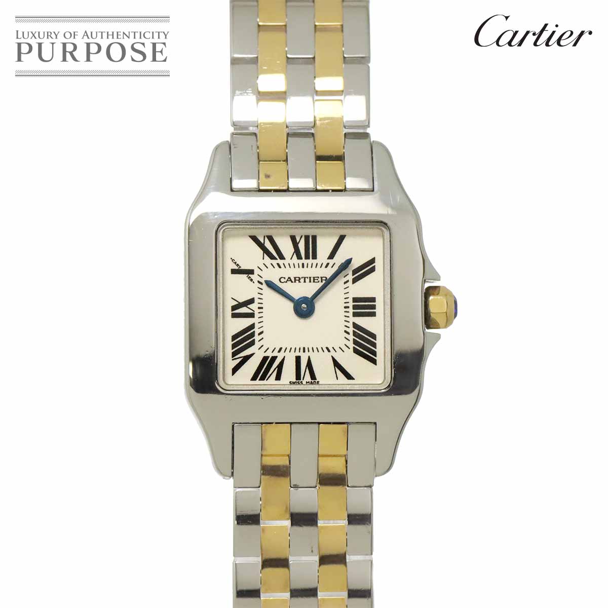 カルティエ Cartier サントスドゥモワゼルSM コンビ W25066Z6 レディース 腕時計 アイボリー YG イエローゴールド クォーツ ウォッチ Santos Demoiselle 【中古】