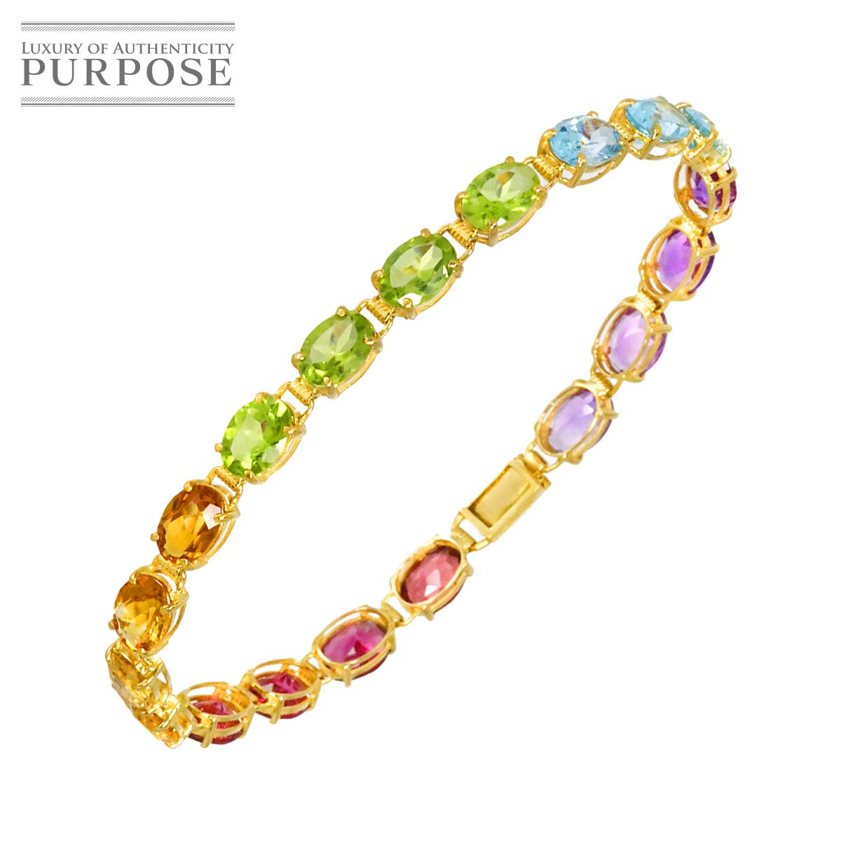 Other - 【新品同様】 マルチストーン K18 YG ブレスレット 17.5cm イエローゴールド 750 Bracelet 【中古】