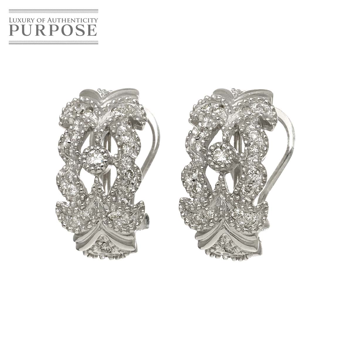 Rakuten - 【新品仕上げ】 ダイヤ 0.21ct/0.21ct K18 WG イヤリング ピアス ホワイトゴールド 750 Diamond Earrings Pierced Clip-on 【中古】