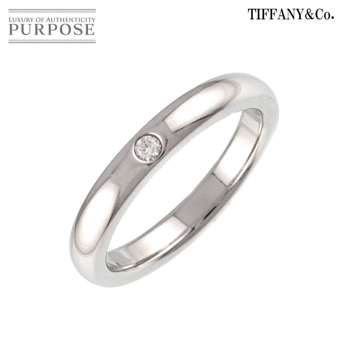  ティファニー TIFFANY&Co. スタッキング バンド 5号 リング ダイヤ 1P Pt プラチナ 指輪 Stacking Band Ring