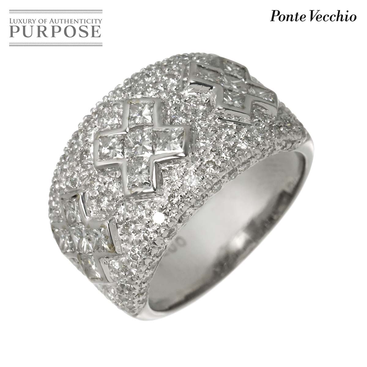 Rakuten - 【新品同様】 ポンテヴェキオ Ponte Vecchio 11号 リング ダイヤ 2.00ct K18 WG ホワイトゴールド 750 指輪 Diamond Ring【中古】