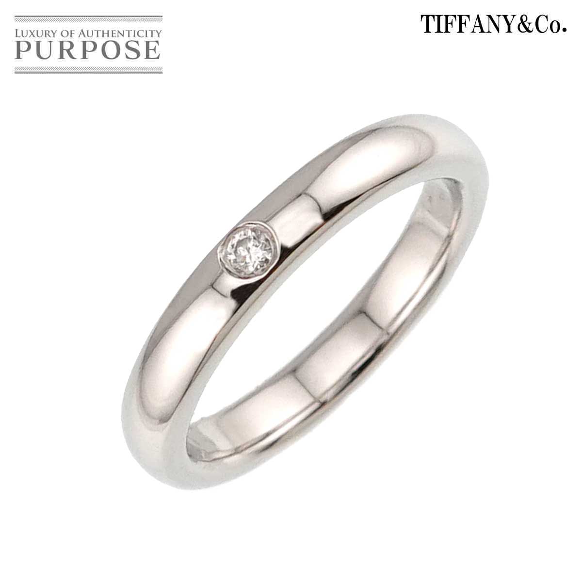 Rakuten - 【新品同様】 ティファニー TIFFANY&Co. スタッキング バンド 5号 リング ダイヤ 1P Pt プラチナ 指輪 Stacking Band Ring【中古】