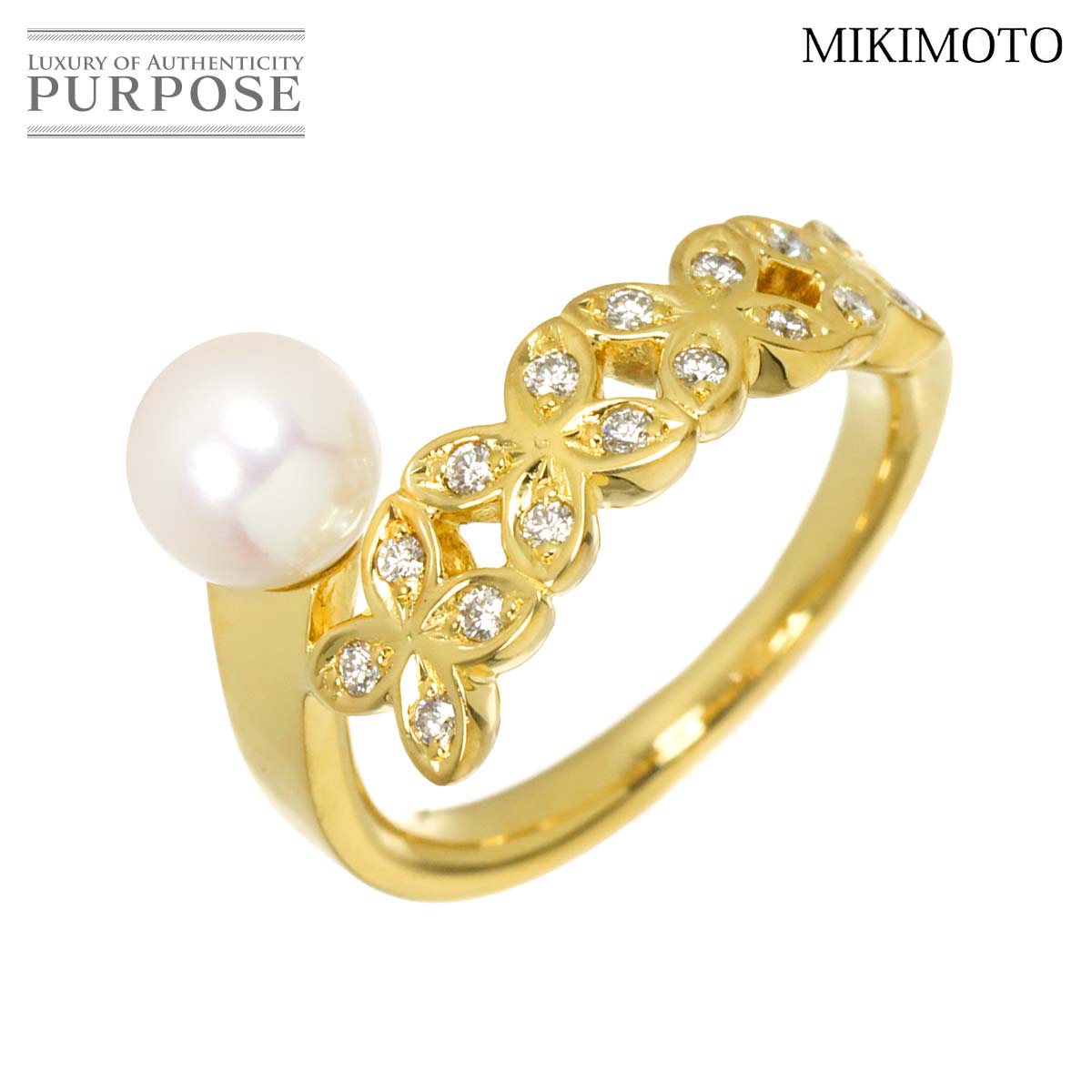 Rakuten - 【新品同様】 ミキモト MIKIMOTO 5号 リング アコヤ真珠 5.6mm ダイヤ K18 YG イエローゴールド 750 パール 指輪 Akoya Pearl Ring【中古】