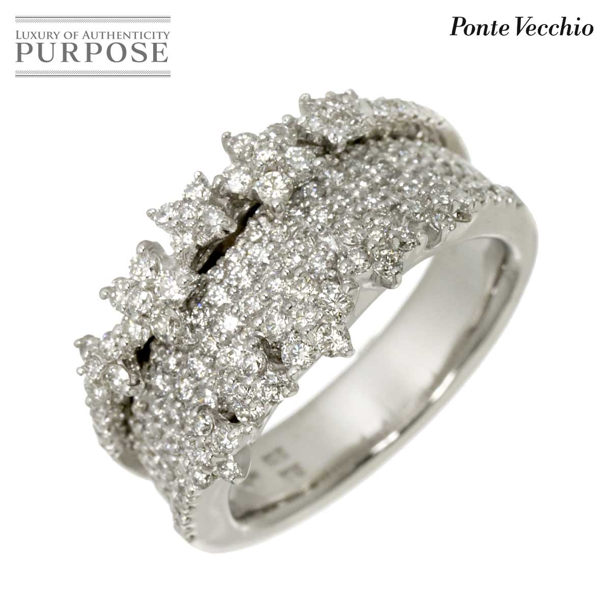  ポンテヴェキオ Ponte Vecchio 17.5号 リング ダイヤ 1.67ct K18 WG ホワイトゴールド 750 指輪 花 Diamond Ring