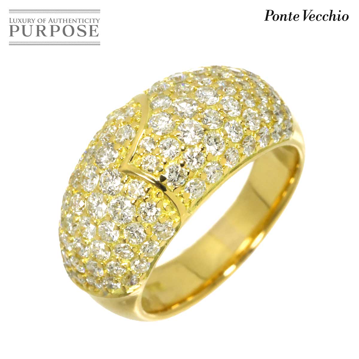 Rakuten - 【新品同様】 ポンテヴェキオ Ponte Vecchio 7.5号 リング ダイヤ 1.50ct K18 YG イエローゴールド 750 指輪 Diamond Ring【中古】