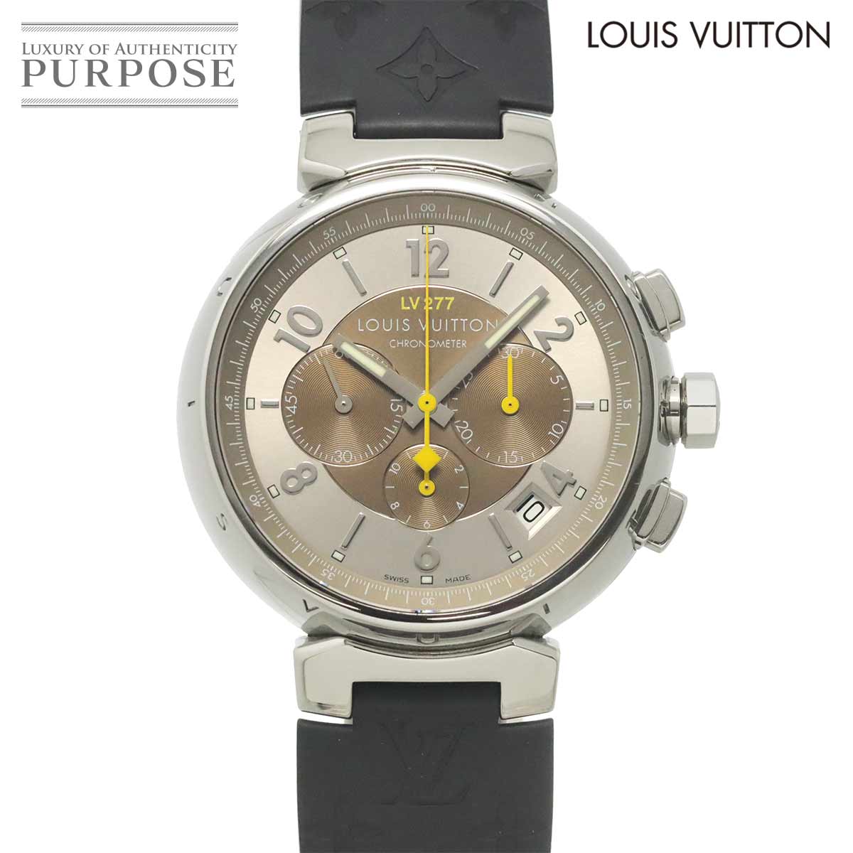 【OH 新品仕上げ 済み】 ルイ ヴィトン LOUIS VUITTON タンブール クロノグラフ エルプリメロ Q1142 メンズ 腕時計 デイト シルバー オートマ 自動巻き ウォッチ Tambour 【中古】