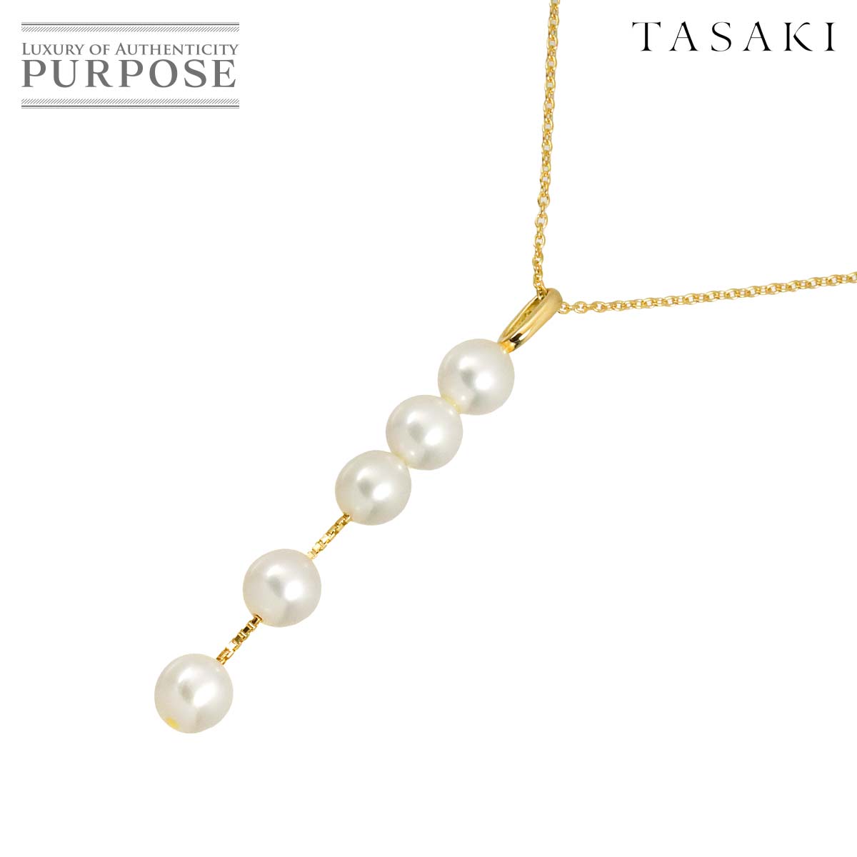 【新品同様】 タサキ TASAKI アコヤ真珠 6.2mm ネックレス 42cm K18 YG イエローゴールド 750 パール 田崎真珠 Necklace【中古】