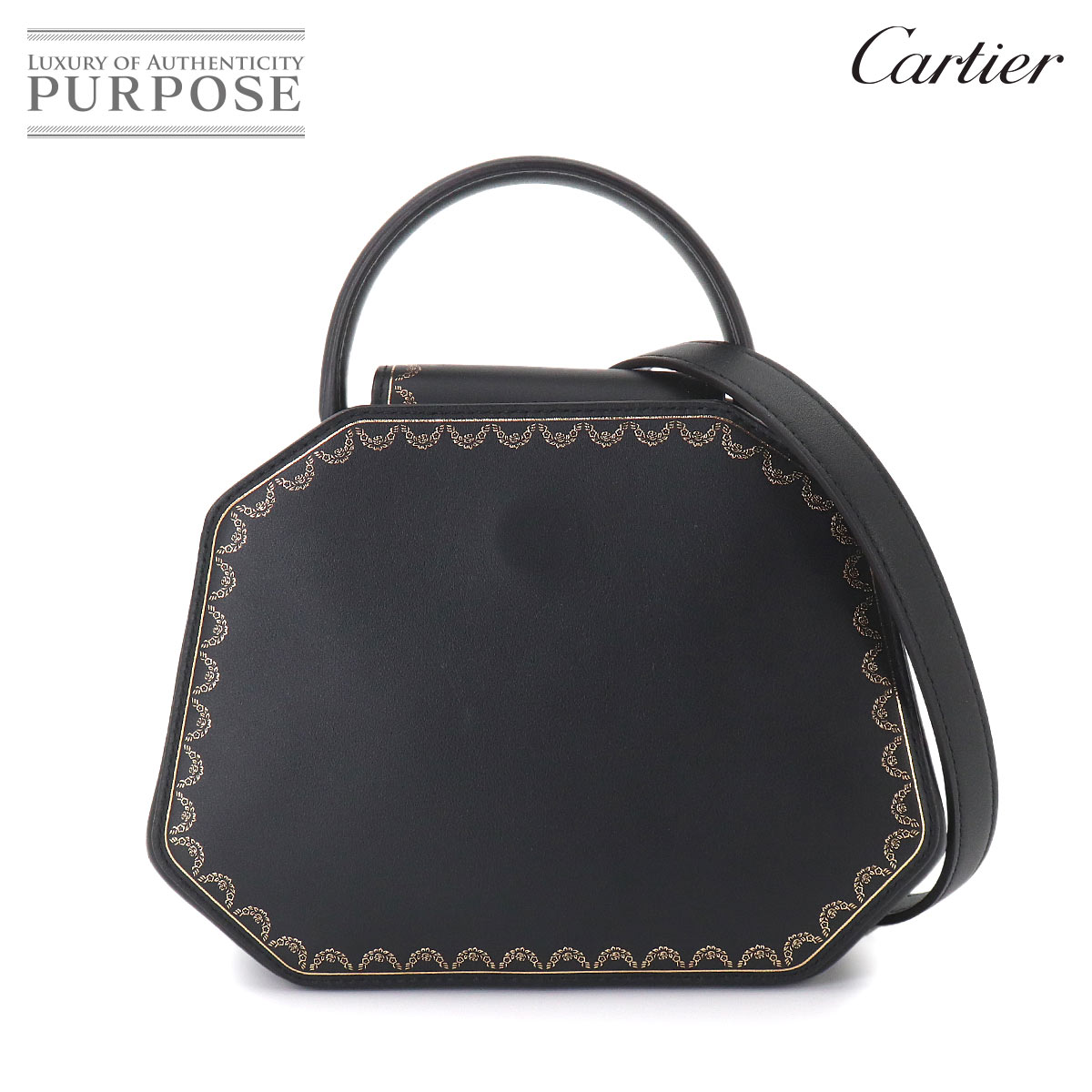 Rakuten - 【新品同様】 カルティエ Cartier ガーランド ドゥ カルティエ ミニ 2way ハンド ショルダー バッグ レザー ブラック Guirlande de Cartier Bag 【中古】
