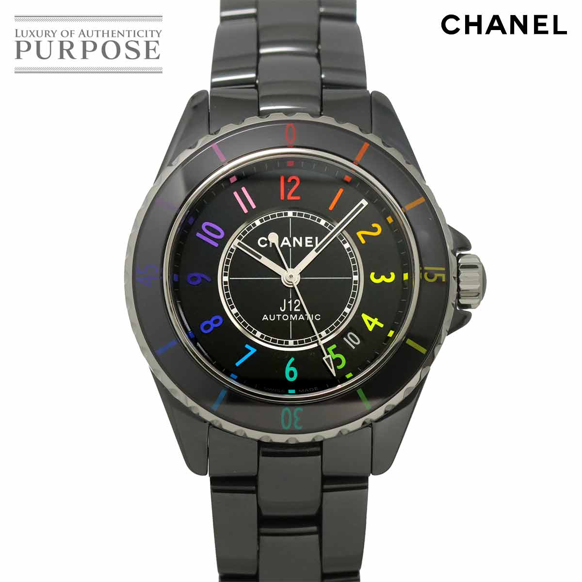 シャネル CHANEL J12 エレクトロ 38 世界限定1255本 H7122 メンズ 腕時計 デイト ブラック セラミック 自動巻き electro 【中古】