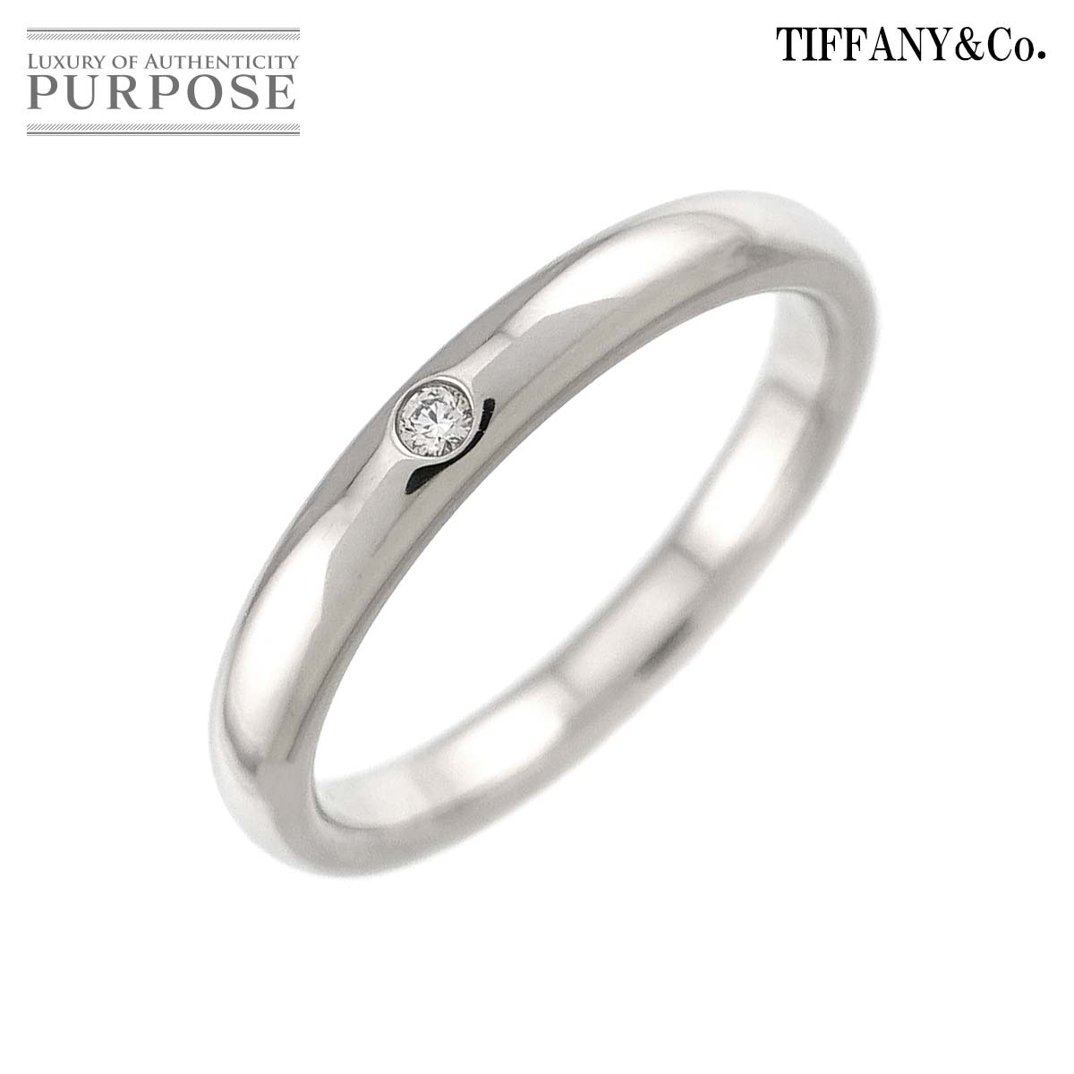  ティファニー TIFFANY&Co. スタッキング バンド 14号 リング ダイヤ 1P Pt プラチナ 指輪 Stacking Ring 