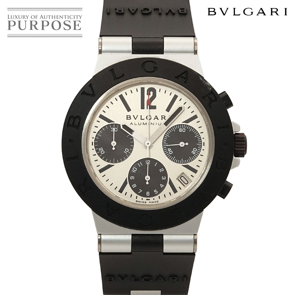 ブルガリ BVLGARI アルミニウム AC38TA クロノグラフ メンズ 腕時計 デイト シルバー オートマ 自動巻き ウォッチ Aluminum 【中古】