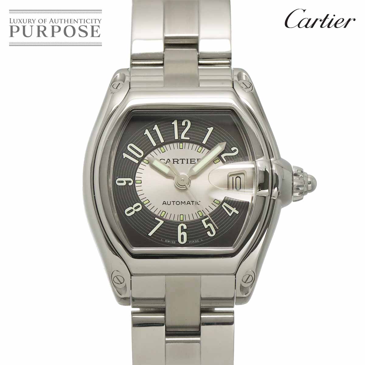 【新品仕上げ 済み】 カルティエ Cartier ロードスターLM W62001V3 メンズ 腕時計 デイト グレー オートマ 自動巻き ウォッチ Roadster 【中古】