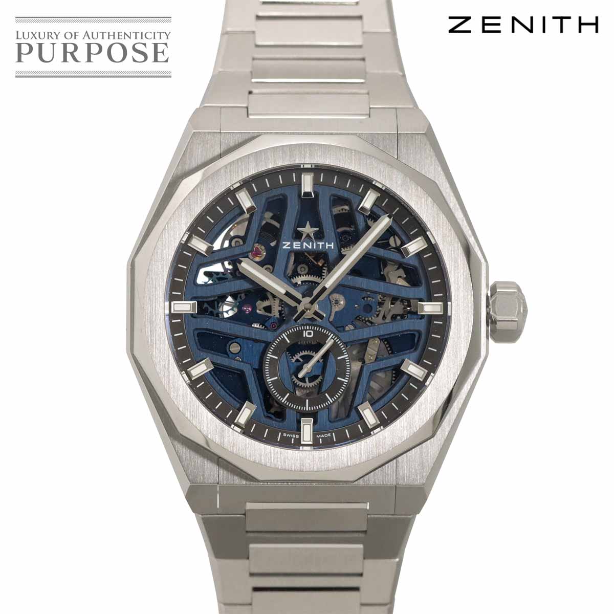 【新品仕上げ 済み】 ゼニス ZENITH デファイ スカイライン スケルトン 03 9300 3620 メンズ 腕時計 デイト ネイビー オートマ 自動巻き ウォッチ Defy 【中古】