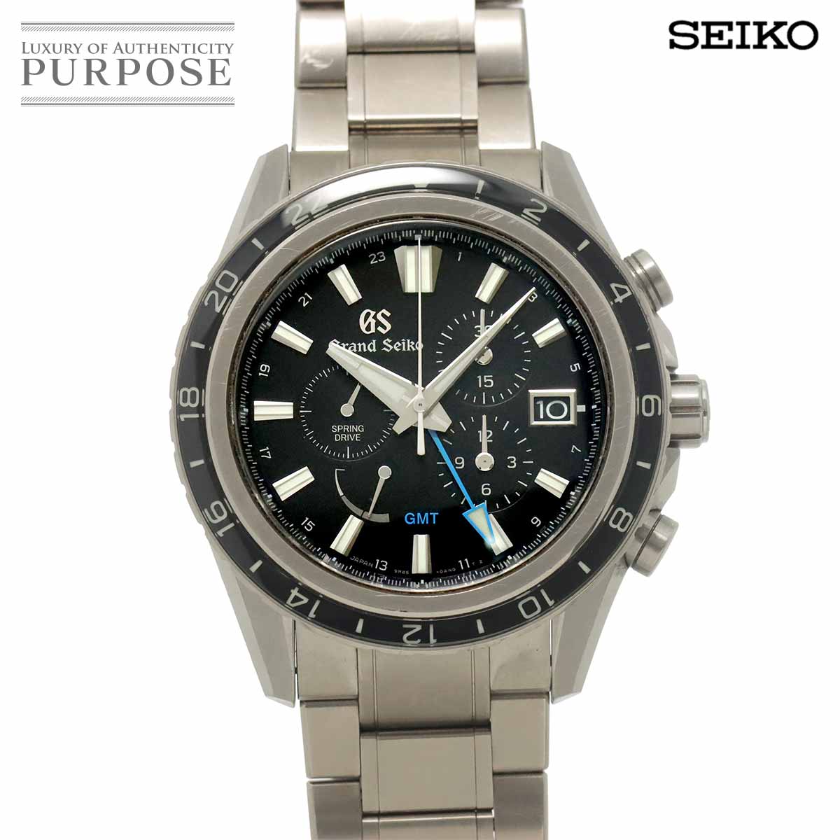 【新品仕上げ 済み】 グランドセイコー GRAND SEIKO エボリューション9 コレクション GMT スプリングドライブ SBGC251 マスターショップ限定 クロノグラフ メンズ 腕時計 9R86 0AP0 ブラック デイト 自動巻き ウォッチ Spring Drive 【中古】