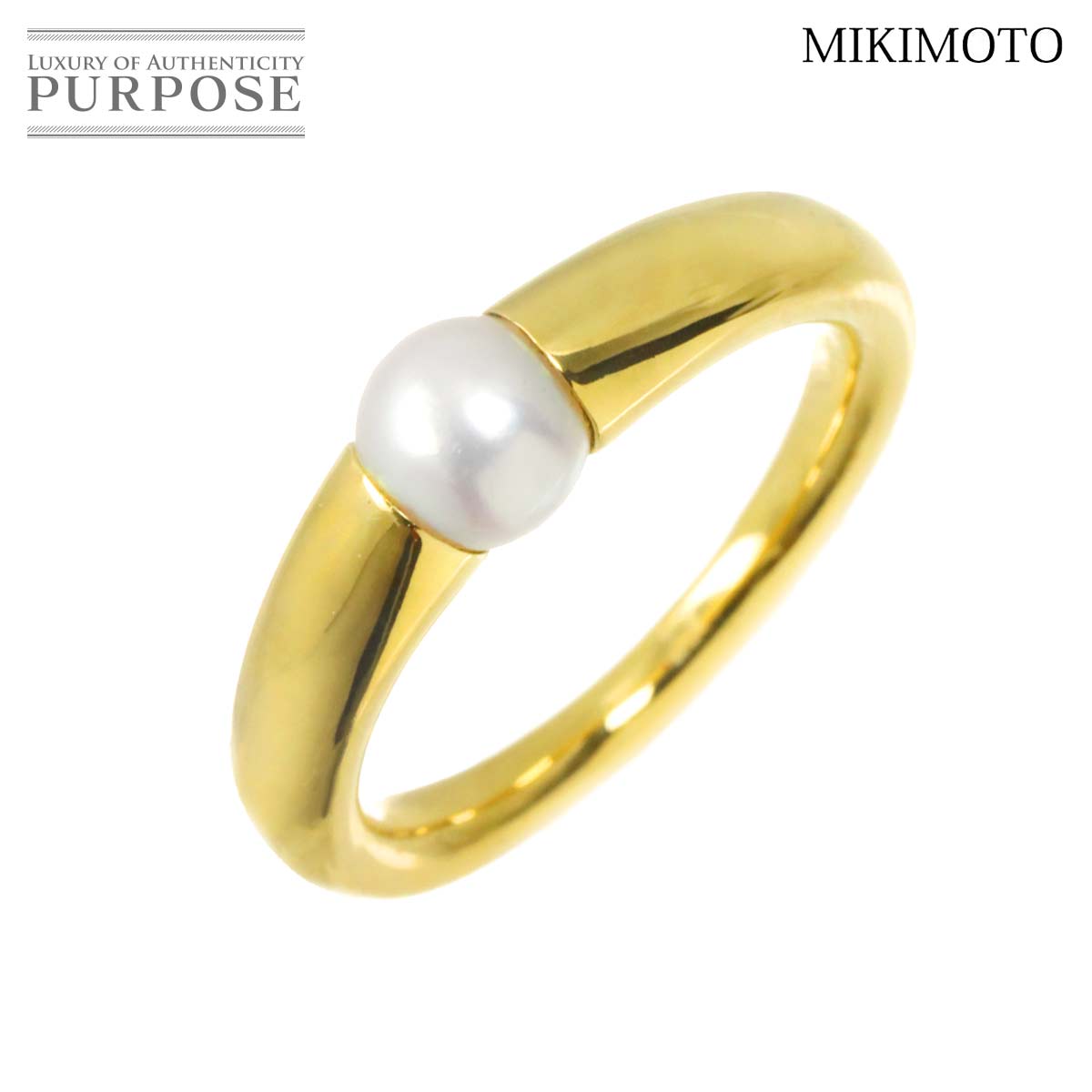【新品同様】 ミキモト MIKIMOTO 11.5号 リング アコヤ真珠 5.6mm K18 YG イエロー...