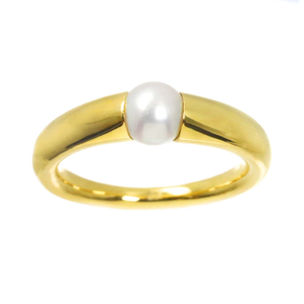 【新品同様】 ミキモト MIKIMOTO 11.5号 リング アコヤ真珠 5.6mm K18 YG イエロー...