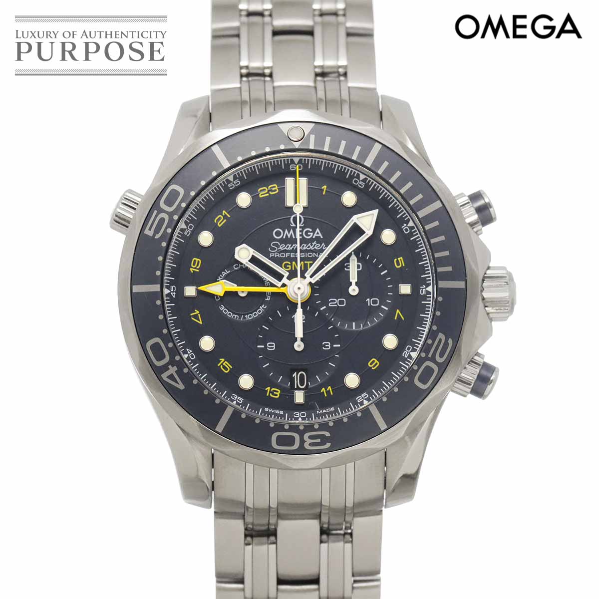 オメガ OMEGA シーマスター ダイバーズ 300 コーアクシャル GMT 212 30 44 52 03 001 クロノグラフ メンズ 腕時計 デイト ブルー オートマ 自動巻き Seamaster 300 Co-Axial 