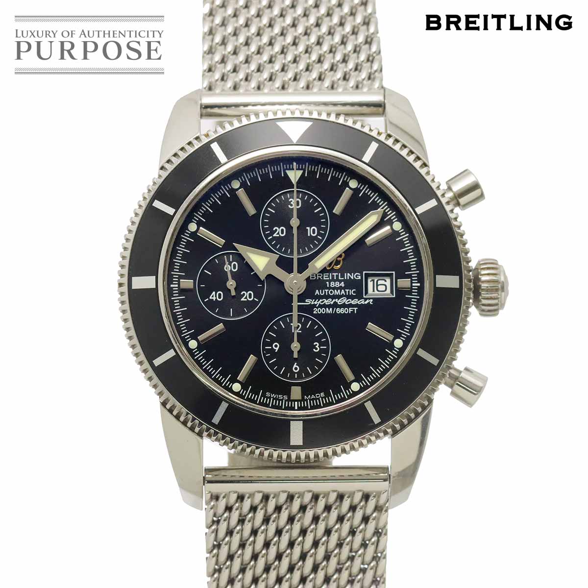 ブライトリング BREITLING スーパーオーシャン クロノグラフ A13320 メンズ 腕時計 デイト ブラック オートマ 自動巻き ウォッチ Superocean 