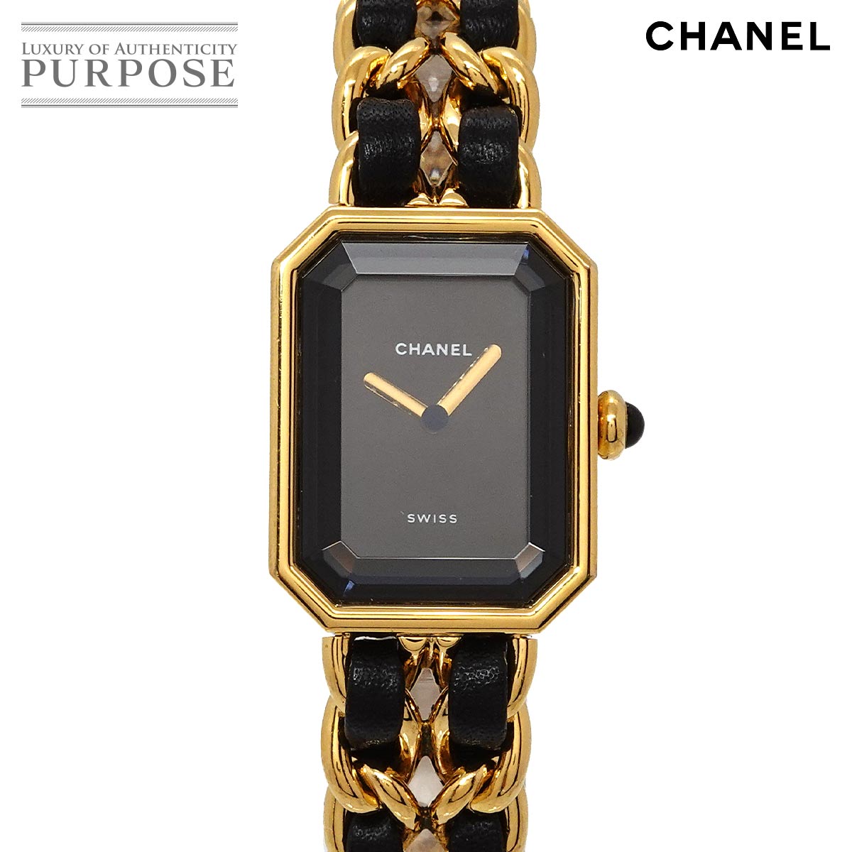 シャネル CHANEL プルミエール Mサイズ H0001 ヴィンテージ レディース 腕時計 ブラック ゴールド クォーツ ウォッチ Premiere 【中古】