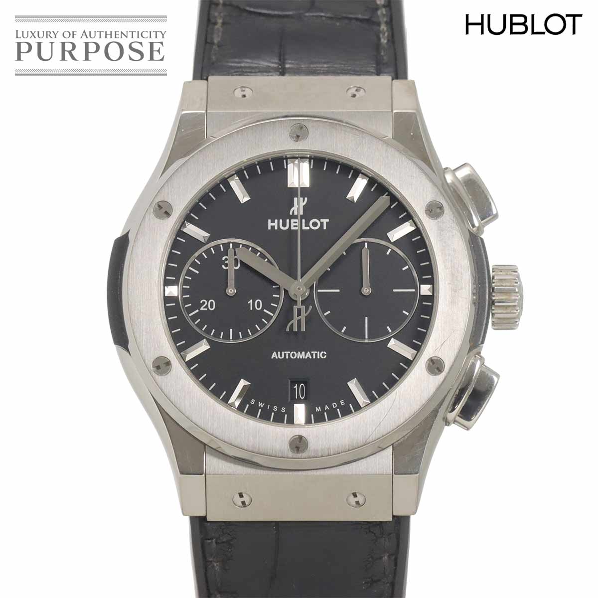 ウブロ HUBLOT クラシックフュージョン クロノグラフ チタニウム 521 NX 1171 LR メンズ 腕時計 デイト ブラック 自動巻き Classic fusion 【中古】