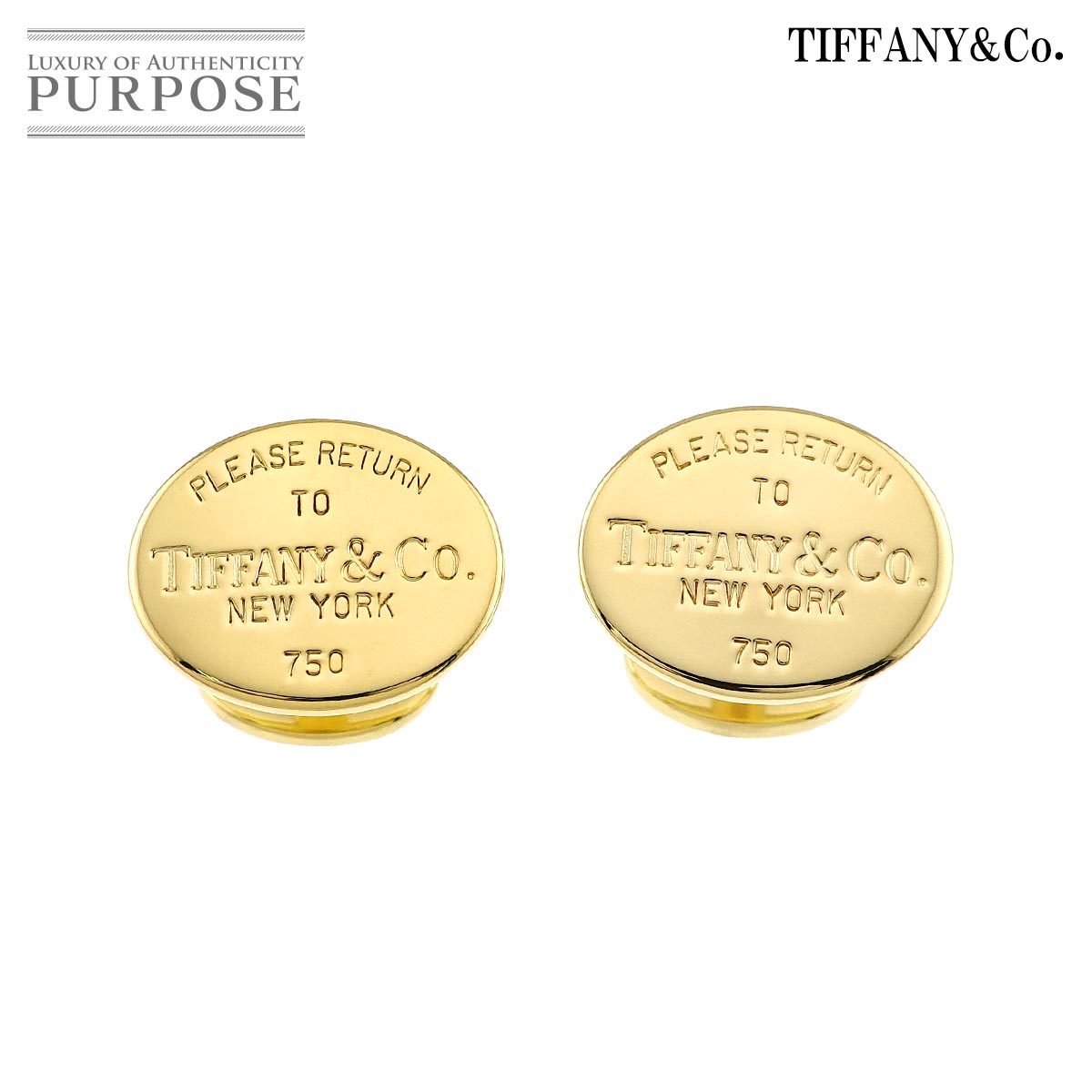 【新品同様】 ティファニー TIFFANY Co. リターントゥ カフス K18 YG イエローゴールド 750 cuff links【中古】