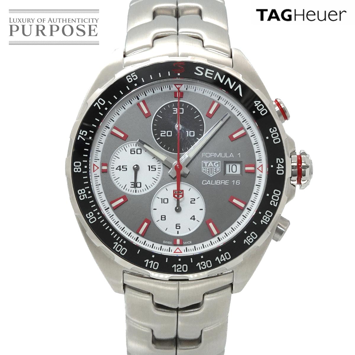 タグホイヤー TAG Heuer フォーミュラ1 アイルトンセナスペシャルエディション CAZ2017 キャリバー16 クロノグラフ メンズ 腕時計 デイト グレー オートマ 自動巻き ウォッチ Formula1 【中古】