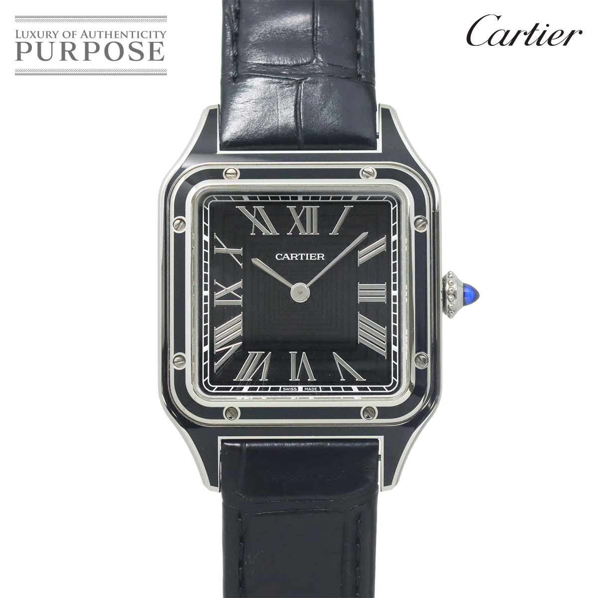 カルティエ Cartier サントスデュモン LM WSSA0046 メンズ 腕時計 ブラック 手巻き ウォッチ Santos Dumont 【中古】