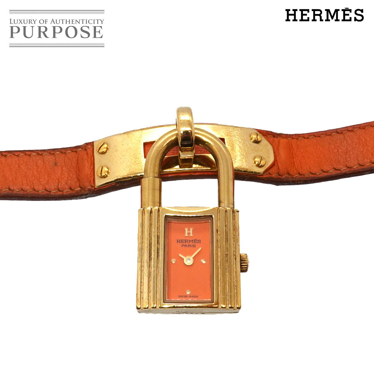 エルメス HERMES ケリーウォッチ レディース 腕時計 オレンジ クォーツ ウォッチ カデナ Kelly Watch 【中古】