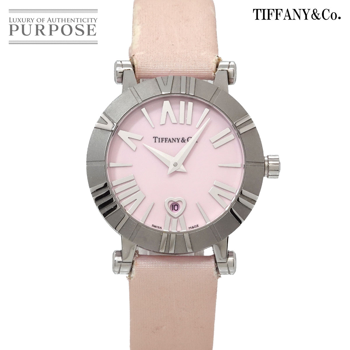 ティファニー TIFFANY&Co. アトラス ハートデイト Z1300 11 11A31A41A レディース 腕時計 ピンク クォーツ ウォッチ Atlas 【中古】