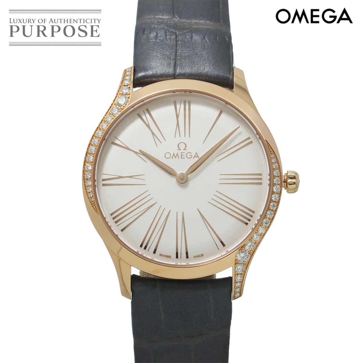 オメガ OMEGA デビル トレゾア 428 58 36 60 02 001 レディース 腕時計 ダイヤ シルバー K18PG ピンクゴールド クォーツ ウォッチ Deville 【中古】