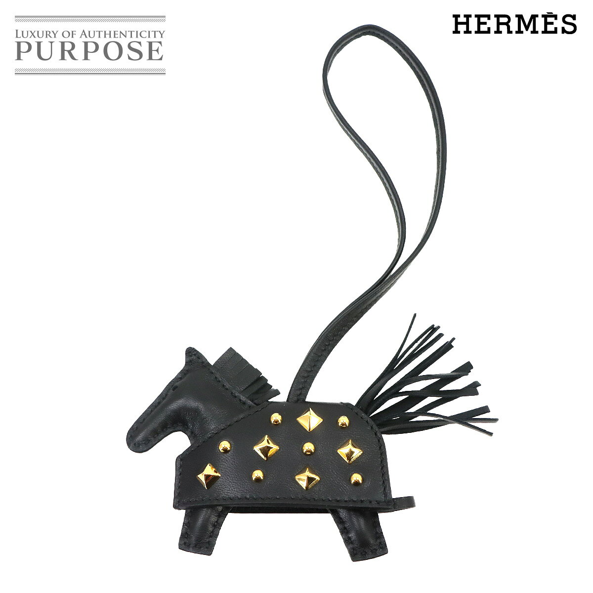 【新品 未使用】 エルメス HERMES ロデオ ロベオロック PM バッグ チャーム アニョーミロ スイフト ブラック ゴールド スタッズ K刻印 Rodeo Robeo Rock 【中古】