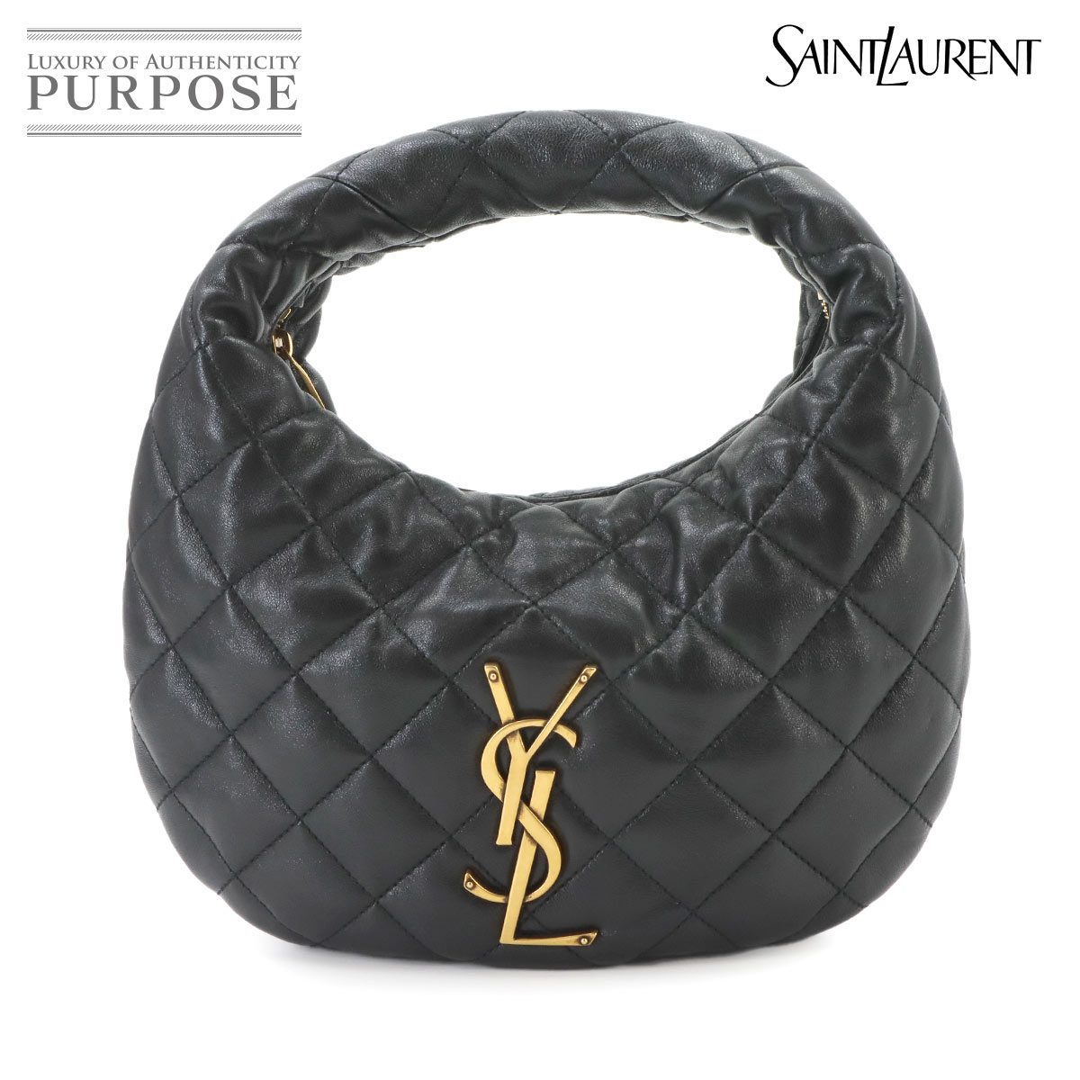 【未使用 展示品】 サンローラン SAINT LAURENT イカリーノ ハンド バッグ レザー ブラック 851689 ゴールド 金具 ICARINO Bag 【中古】