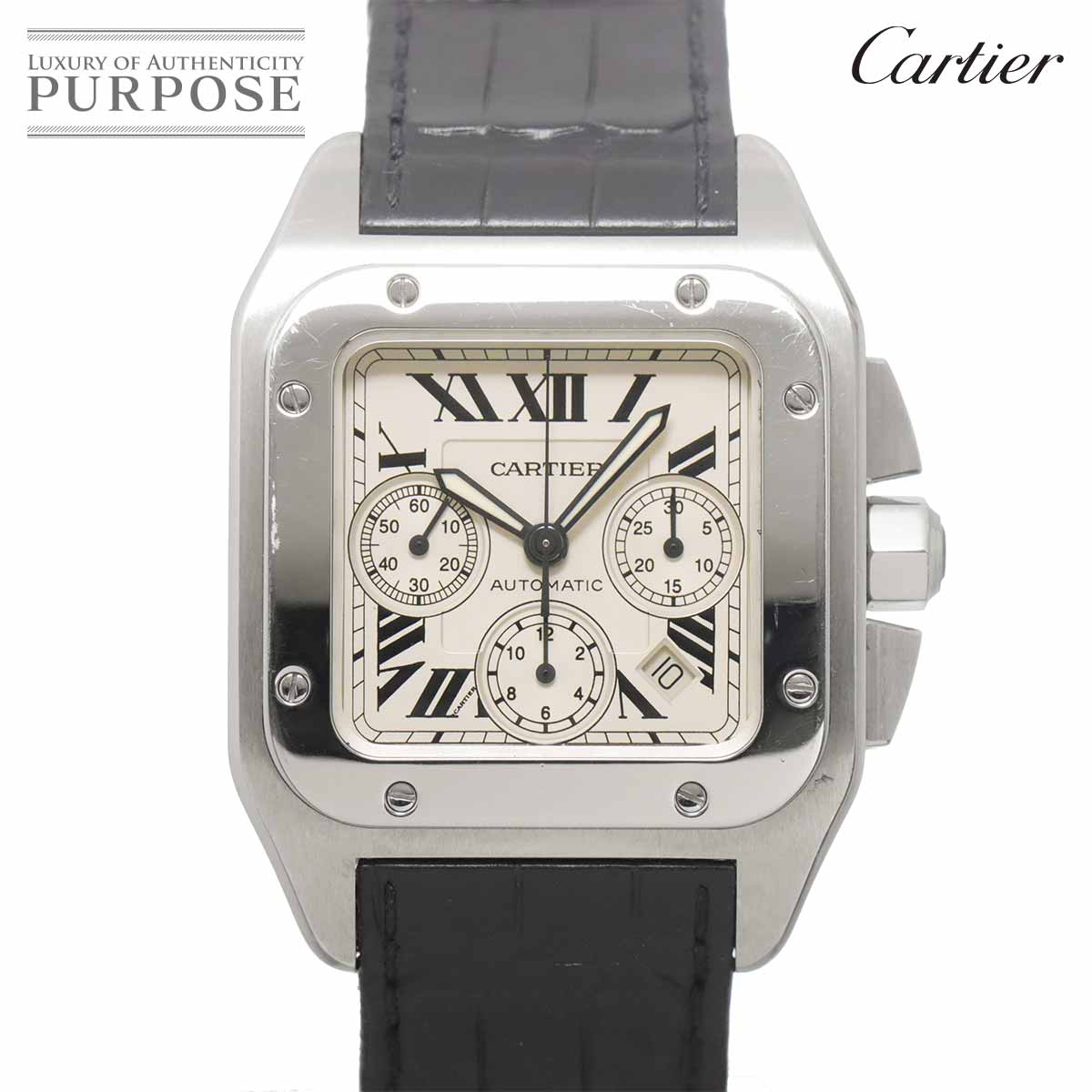 カルティエ Cartier サントス100 XL W20090X8 メンズ 腕時計 シルバー オートマ 自動巻き ウォッチ Santos 100 【中古】
