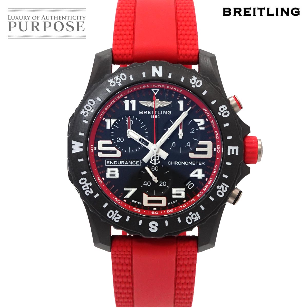 ブライトリング BREITLING エンデュランス プロ X82310 クロノグラフ メンズ 腕時計 デイト ブラック レッド クォーツ ウォッチ Endurance Pro 【中古】
