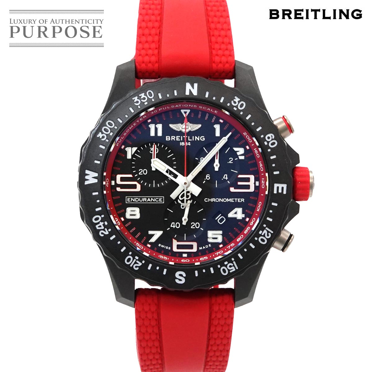 【新品 未使用】 ブライトリング BREITLING エンデュランス プロ X83310 クロノグラフ メンズ 腕時計 デイト ブラック レッド クォーツ ウォッチ Endurance Pro 【中古】