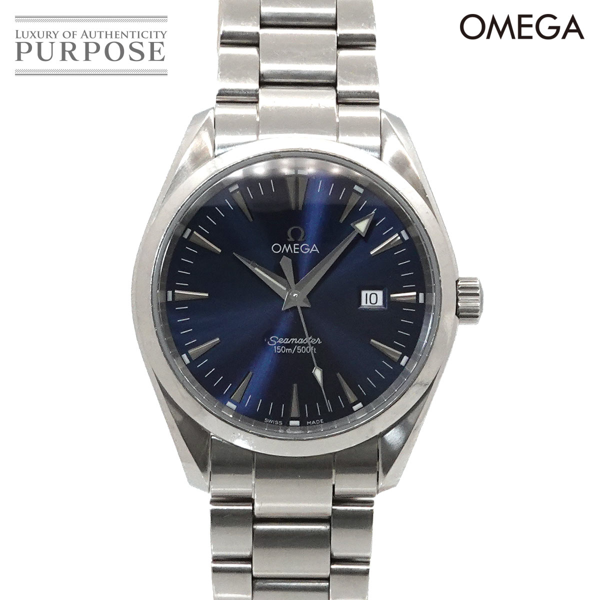 オメガ OMEGA シーマスター アクアテラ 2517 80 メンズ 腕時計 デイト ブルー クォーツ ウォッチ Seamaster 【中古】