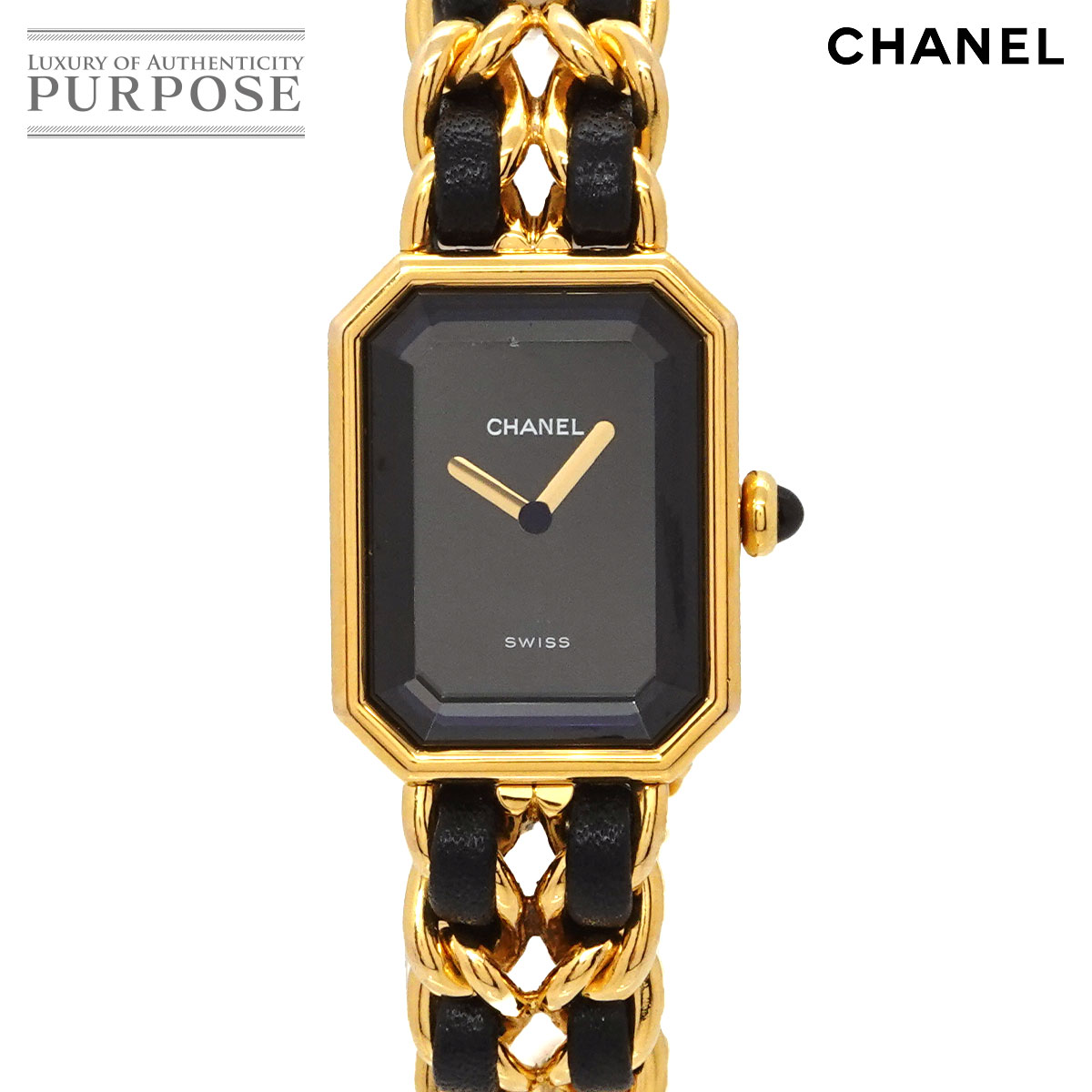 シャネル CHANEL プルミエール Lサイズ H0001 ヴィンテージ レディース 腕時計 ブラック ゴールド クォーツ ウォッチ Premiere 【中古】