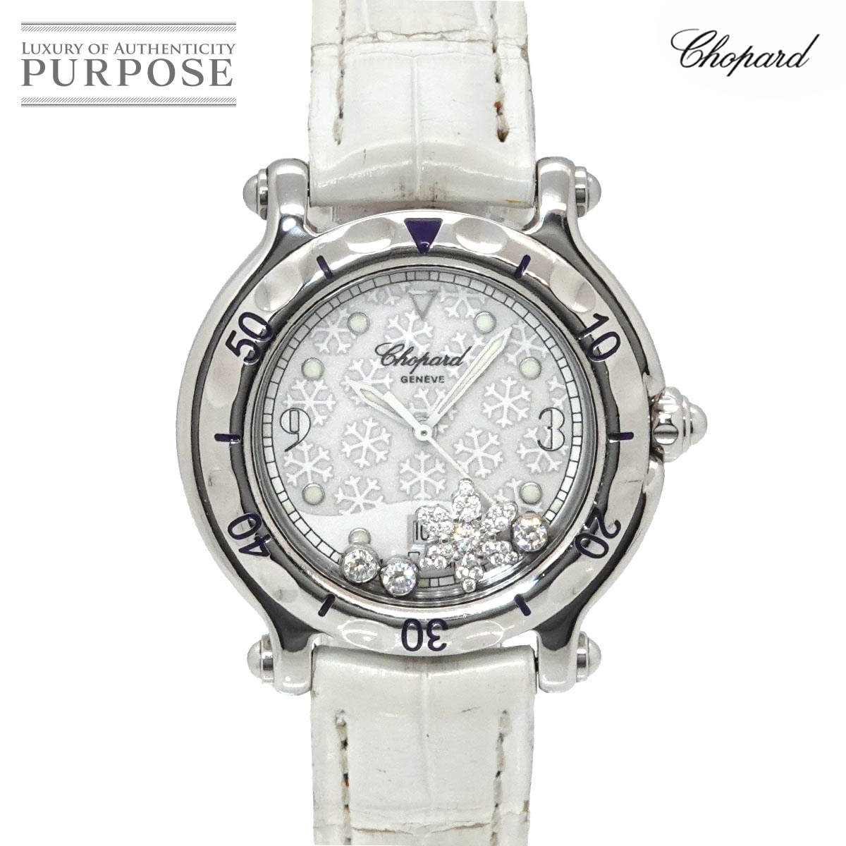 ショパール Chopard ハッピースポーツ 27/8949 レディース 腕時計 スノーフレークダイヤ シルバー クォーツ ウォッチ Happy Sports 【中古】