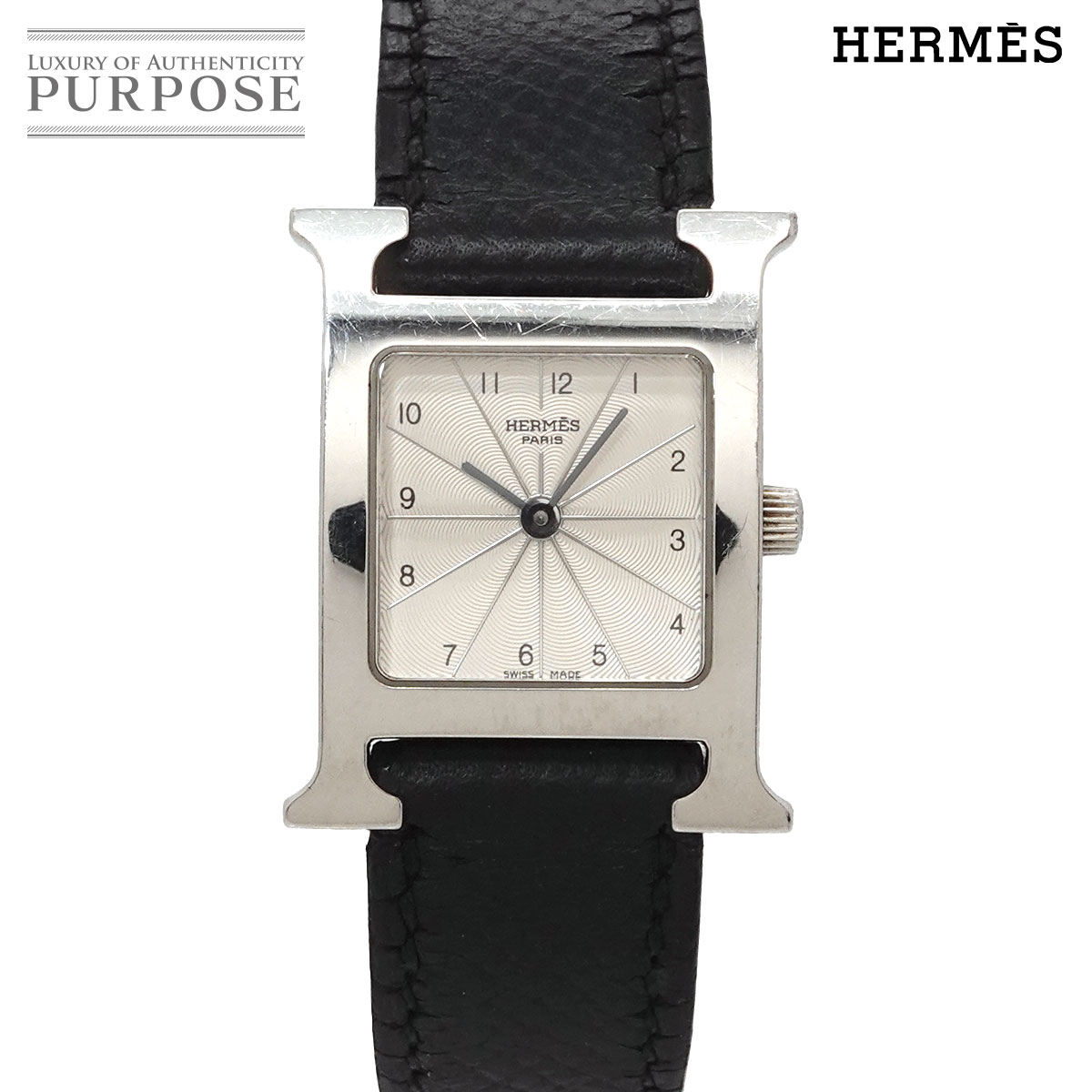 エルメス HERMES Hウォッチ HH1 210 レディース 腕時計 シルバー ブラック クォーツ ウォッチ H Watch 【中古】