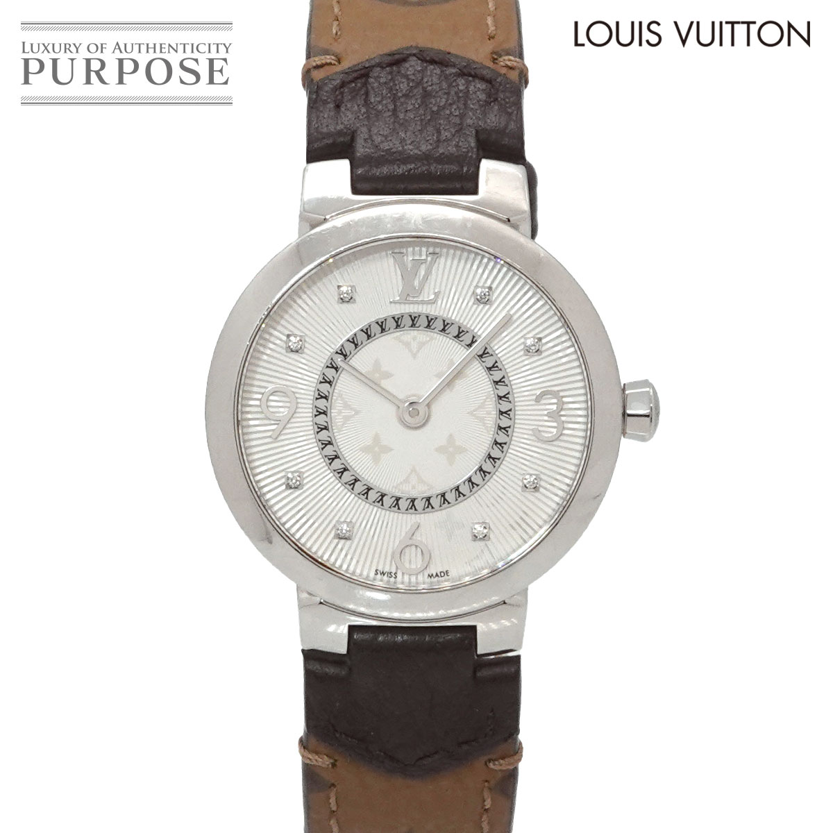 ルイ ヴィトン LOUIS VUITTON タンブール Q12MG レディース 腕時計 8P ダイヤ シルバー クォーツ ウォッチ Tambour 【中古】