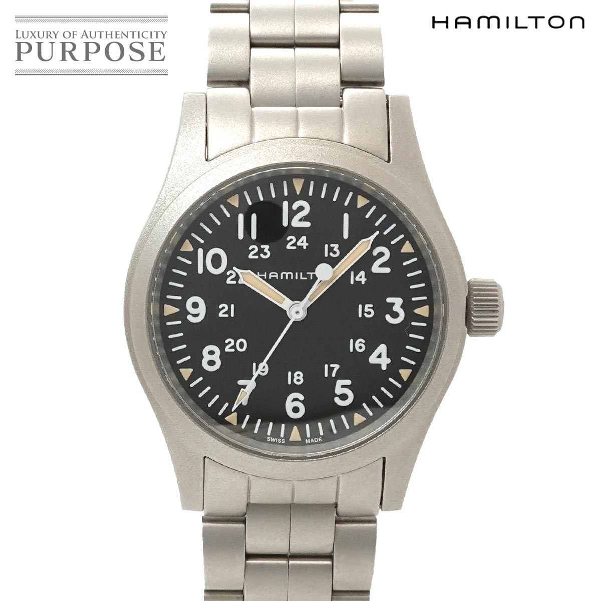 ハミルトン HAMILTON カーキ フィールド H694390 メンズ 腕時計 ブラック 手巻き ウォッチ Khaki 【中古】
