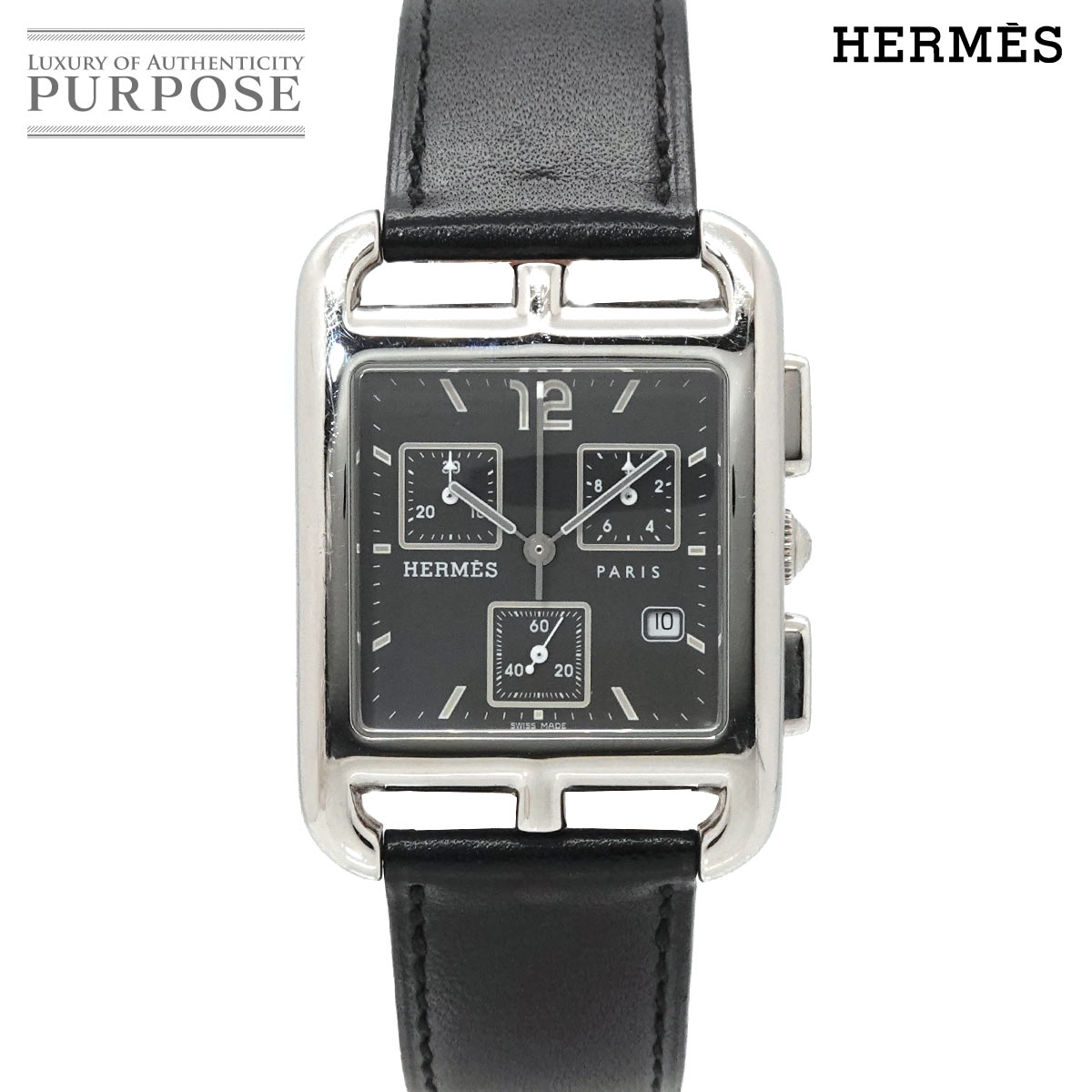 エルメス HERMES ケープコッド クロノグラフ CC1 910 メンズ 腕時計 デイト グレー クォーツ ウォッチ Cape Cod 【中古】