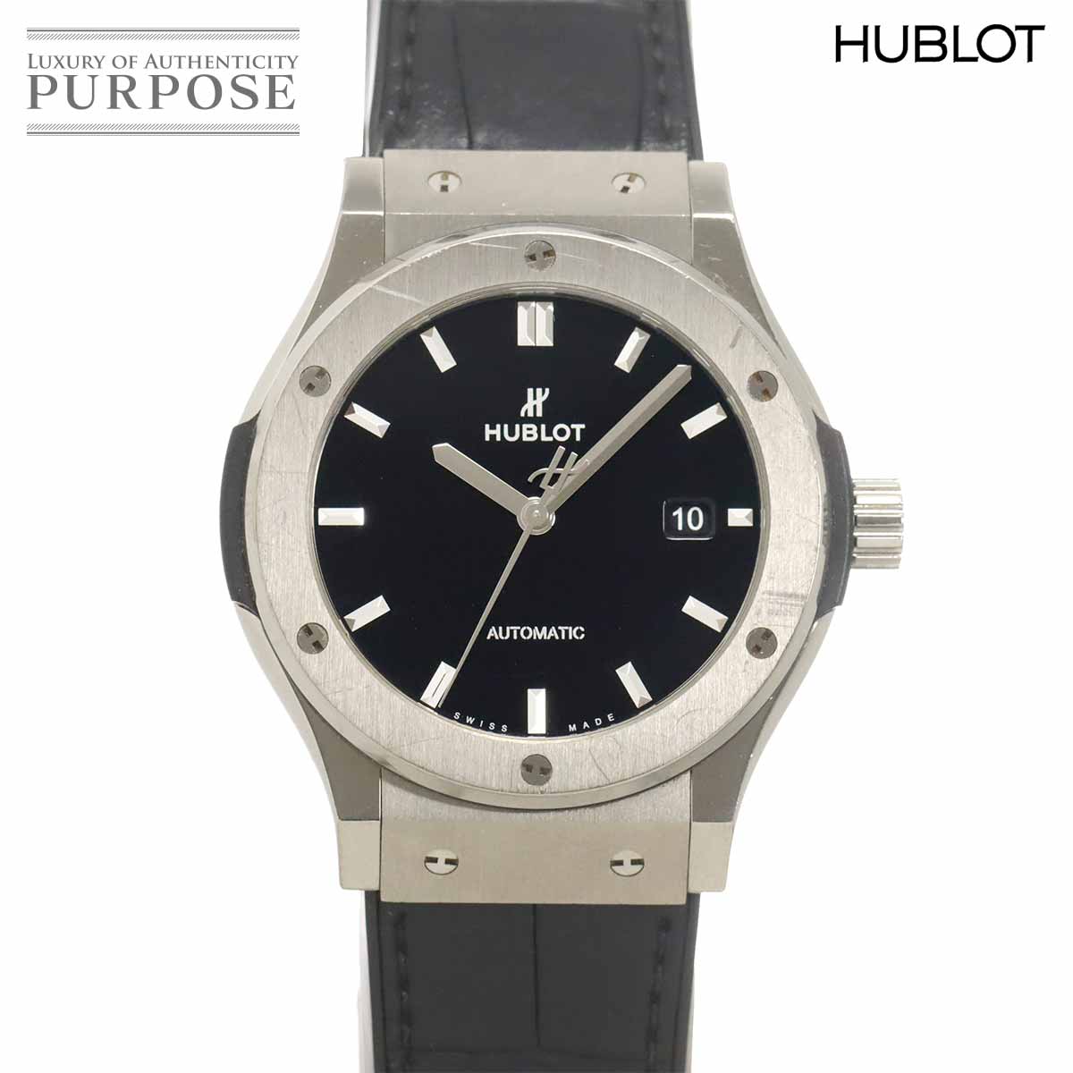 ウブロ HUBLOT クラシックフュージョン チタニウム 542 NX 1270 LR デイト メンズ 腕時計 ブラック オートマ 自動巻き Classic fusion 【中古】