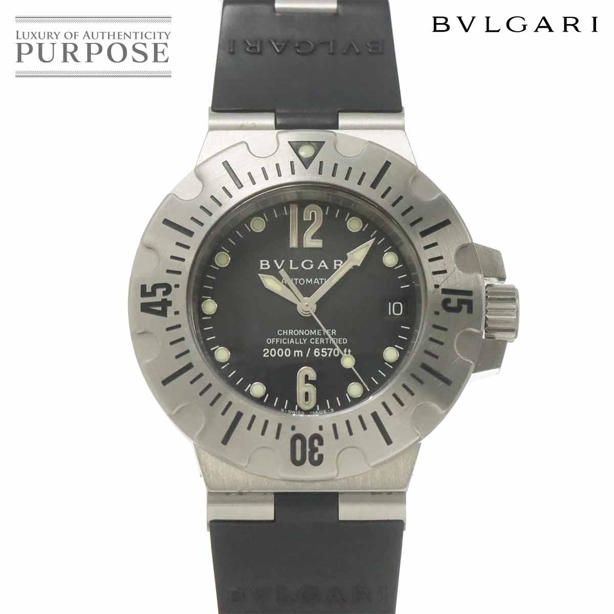 ブルガリ BVLGARI ディアゴノ プロフェッショナル スクーバ SD42S メンズ 腕時計 ブラック デイト 自動巻き オートマ ウォッチ Diagono Scuba Professional 【中古】