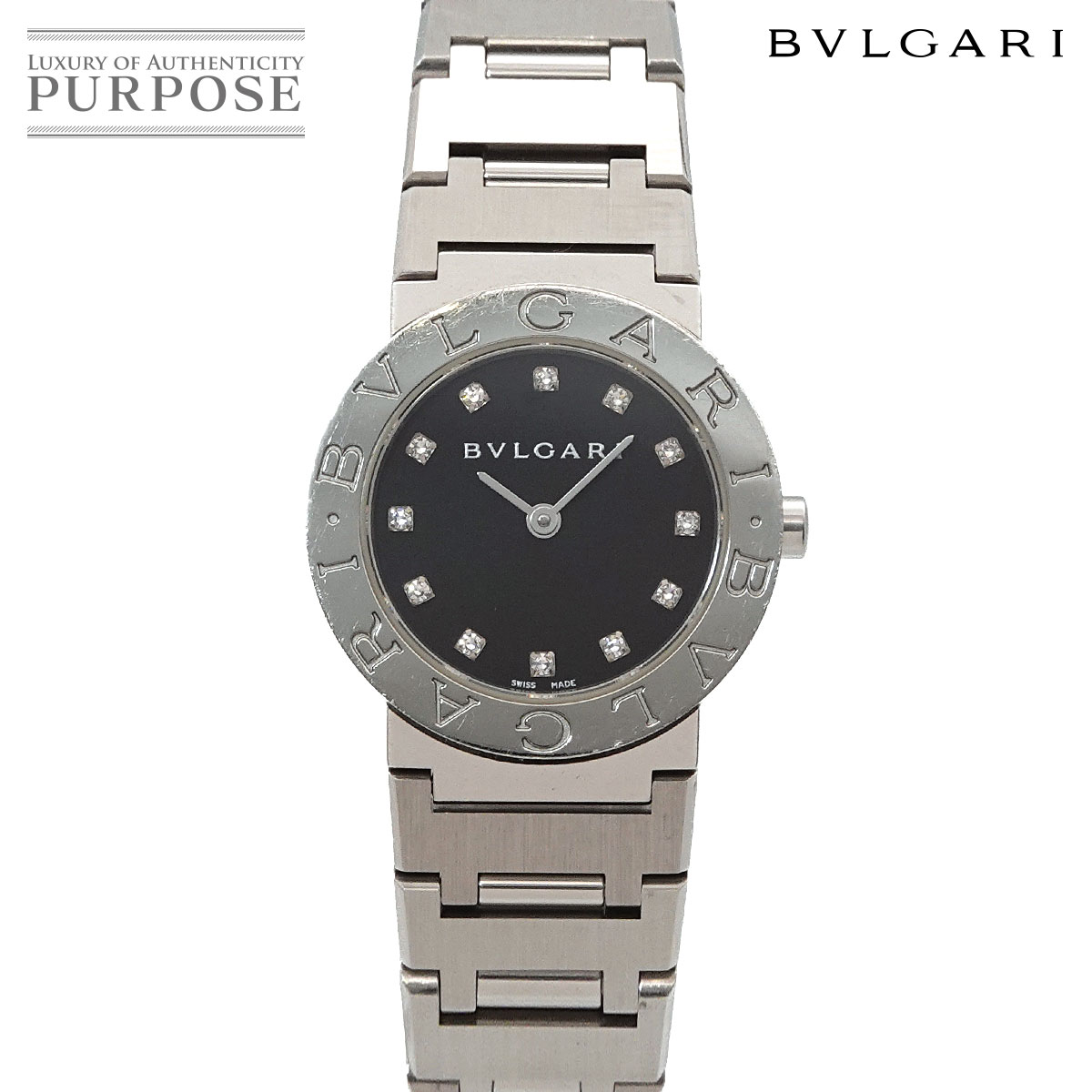 ブルガリ BVLGARI ブルガリブルガリ BB26SS レディース 腕時計 12P ダイヤモンド ブラック クォーツ ウォッチ BVLGARIBVLGARI 【中古】